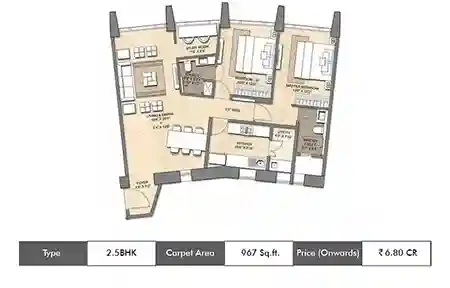 2.5 BHK-967 SqFt