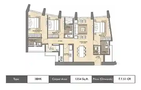 3 BHK-1254 SqFt