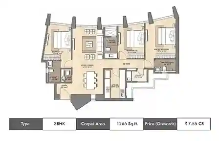 3 BHK-1266 SqFt